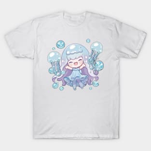 Pastel Jellyfish Girl Chibi Anime Art T-Shirt